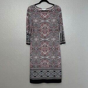 London Style Collection Womans size 12 sheath dress Red Black White